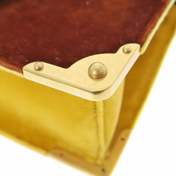 Prada Chain Shoulder Bag Velvet Yellow Brown - Picture 8 of 9